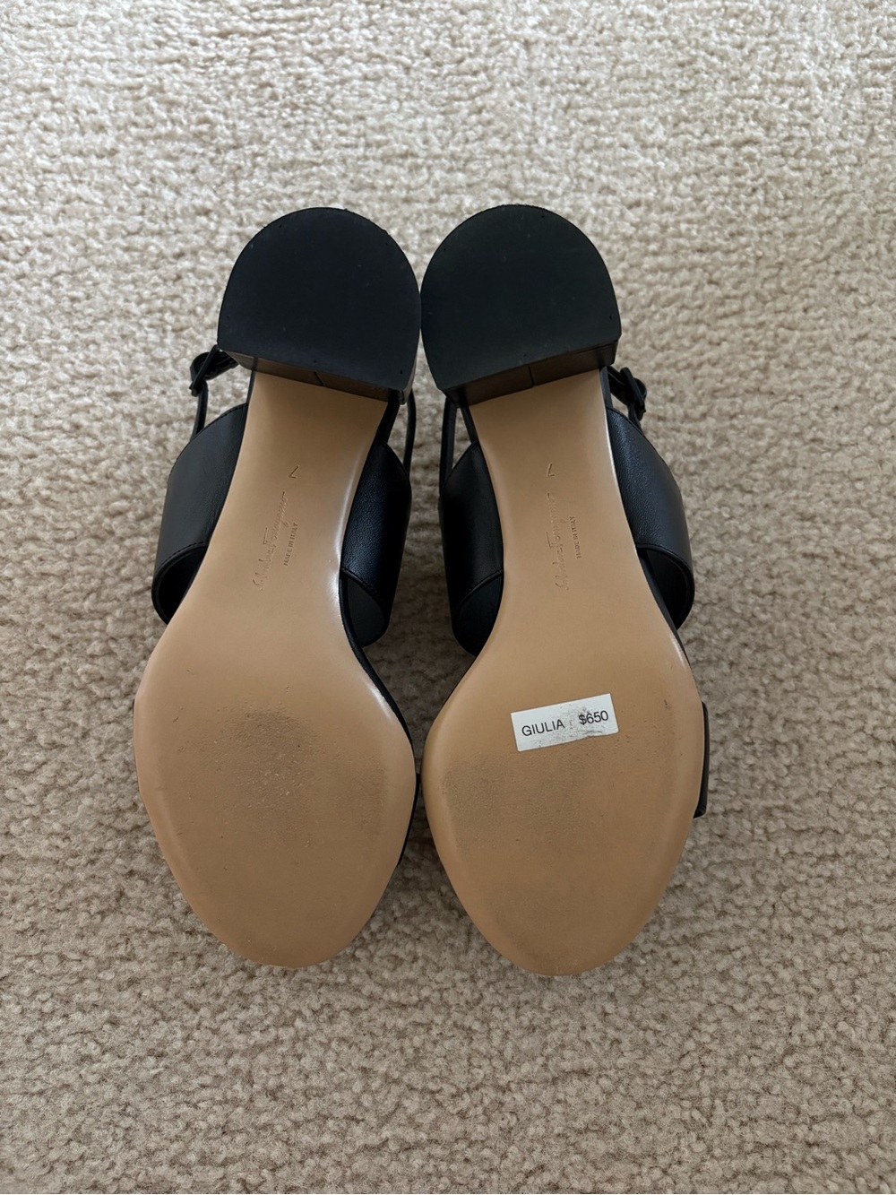 Salvatore Ferragamo Giulia Size 7 Nero Nappa Calf Slingback Sandals - Picture 5 of 10
